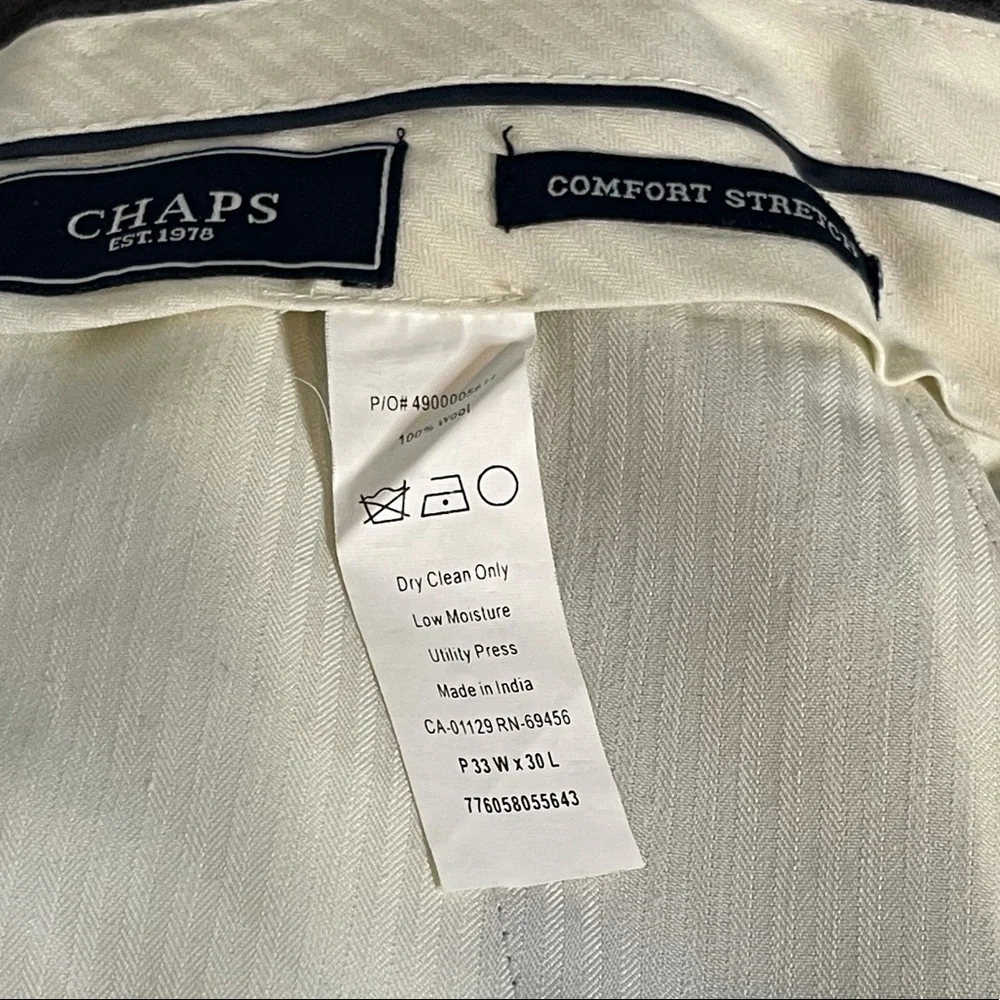 Vintage Chaps‎ Comfort Stretch trousers dress pants sz 33 x 30 100% wool